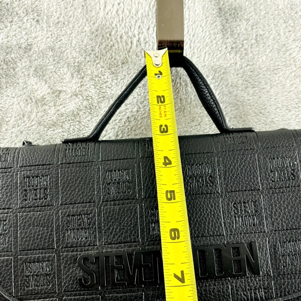 Steve Madden Bseyda Backpack Purse Black Embossed Faux Leather Adjustable Straps